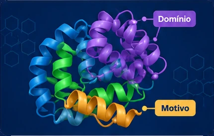 Modelo 3D da estrutura 2ZTA (Motivos e domínios), que pode ser girado na tela.